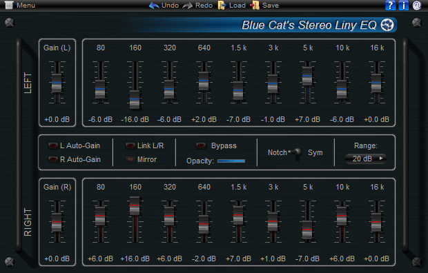 Screenshot for Blue Cat's Stereo Liny EQ 4.11
