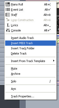 Step 07 - Insert a MIDI track
