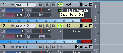 Step 12 - Enable input echo on both tracks and play - the source track triggers the target track chorus parameters in real time