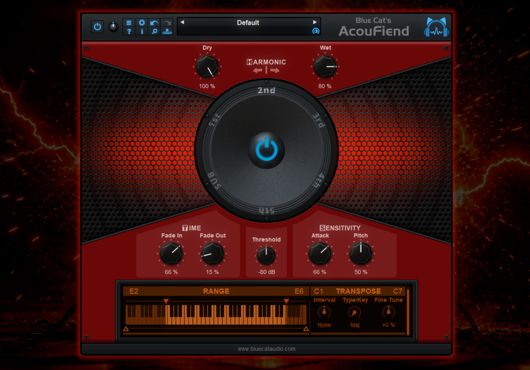 Blue Cat's AcouFiend - Creative Acoustic Feedback Simulator Plug-in (VST, VST3, AAX and Audio Unit) Blue Cat's AcouFiend - Creative Acoustic Feedback Simulator Plug-in (VST, VST3, AAX and Audio Unit)
