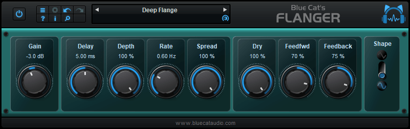Blue Cat's Flanger - Classic Flanging Effect Audio Plug-in (VST, AU, RTAS, AAX, VST3) (Freeware) Blue Cat's Flanger - Classic Flanging Effect Audio Plug-in (VST, AU, RTAS, AAX, VST3) (Freeware)