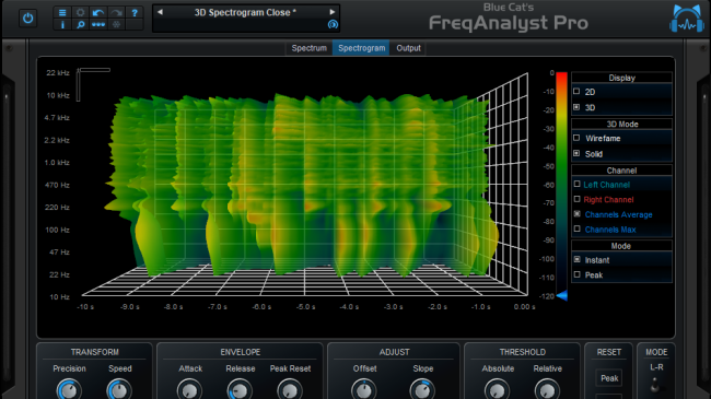 Blue Cat's FreqAnalyst Pro - Real Time Spectrum Analyzer and Audio to MIDI AU, RTAS, DX and VST Plug-in