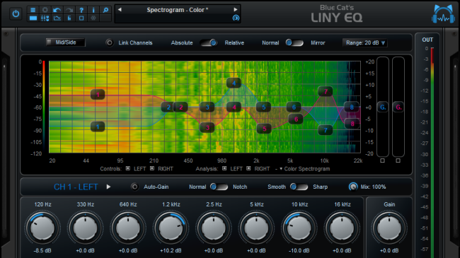 Blue Cat's Liny EQ - Low Latency Linear Phase Equalizer Plug-in (VST, Audio Unit, AAX, VST3) Blue Cat's Liny EQ - Low Latency Linear Phase Equalizer Plug-in (VST, Audio Unit, AAX, VST3)