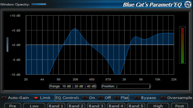 Blue Cat's Parametr'EQ - zooming capabilities let you precisely choose the EQ range Blue Cat's Parametr'EQ - zooming capabilities let you precisely choose the EQ range