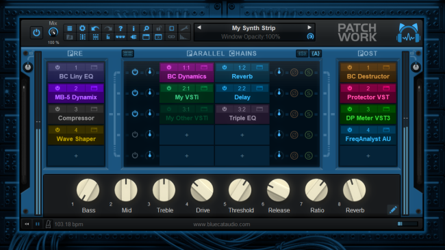 Blue Cat's PatchWork - Fully Configurable Plug-Ins Chainer and Multi FX / Standalone Host or Plug-In Blue Cat's PatchWork - Fully Configurable Plug-Ins Chainer and Multi FX / Standalone Host or Plug-In