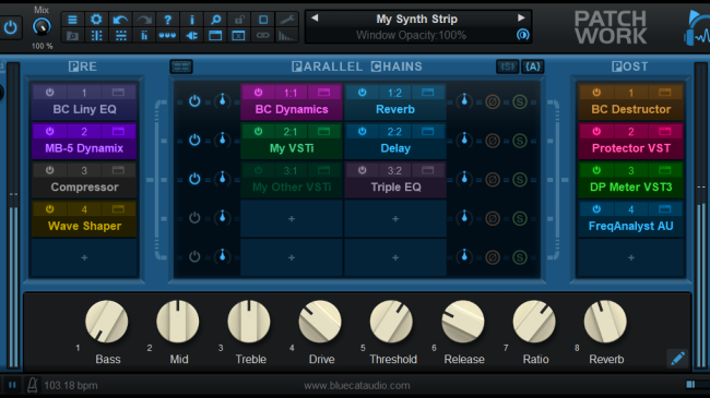 Blue Cat's PatchWork - Fully Configurable Plug-Ins Chainer and Multi FX / Standalone Host or Plug-In Blue Cat's PatchWork - Fully Configurable Plug-Ins Chainer and Multi FX / Standalone Host or Plug-In
