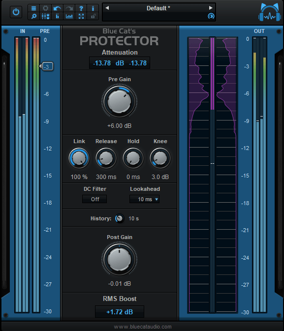 Blue Cat's Protector - Fully configurable user interface with included premium metering.