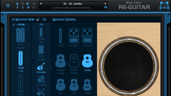 Blue Cat's Re-Guitar - Transform your solid body into an acoustic guitar. Blue Cat's Re-Guitar - Transform your solid body into an acoustic guitar.