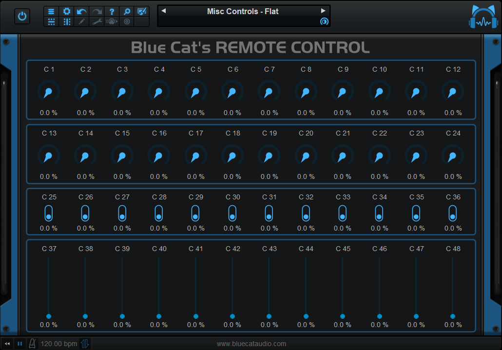 Blue Cat's Remote Control - virtual MIDI Control Surface (VST, AU, VST3, AAX)