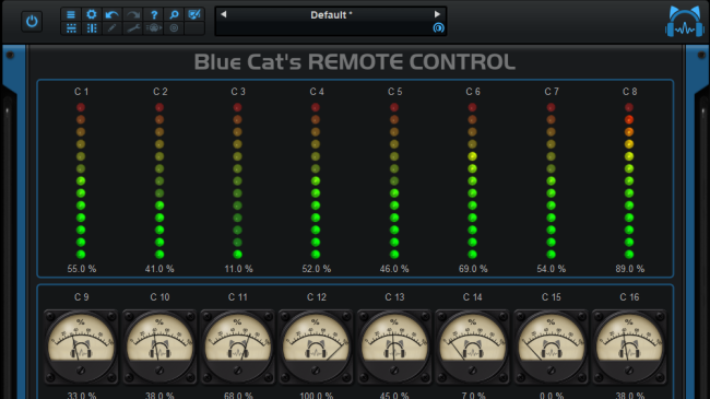 Blue Cat's Remote Control - Use meters and knobs to monitor and send MIDI messages simultaneously Blue Cat's Remote Control - Use meters and knobs to monitor and send MIDI messages simultaneously
