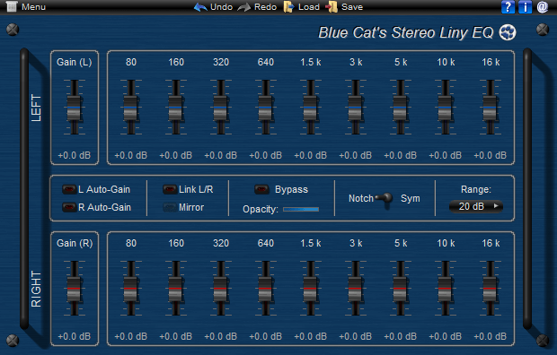 Blue Cat's Stereo Liny EQ - Two Channels Linear Phase Equalizer Plugin (VST, AU, RTAS, DX)