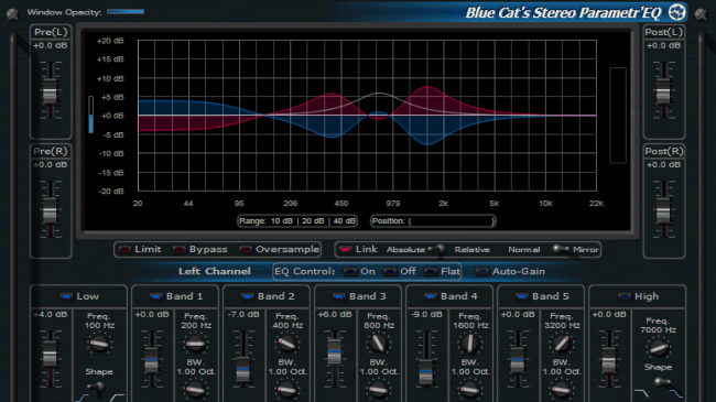 Blue Cat's Stereo Parametr'EQ - WYSIWYG Two Channels Parametric Equalizer Plugin (VST, AU, RTAS, DX)