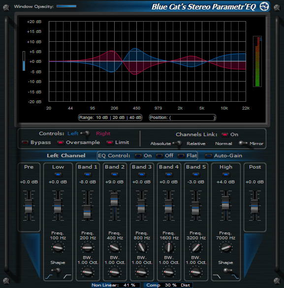 Blue Cat's Stereo Parametr'EQ - WYSIWYG Two Channels Parametric Equalizer Plugin (VST, AU, RTAS, DX) Blue Cat's Stereo Parametr'EQ - WYSIWYG Two Channels Parametric Equalizer Plugin (VST, AU, RTAS, DX)