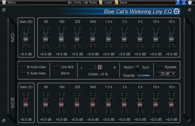 Blue Cat's Widening Liny EQ - Mid-Side Linear Phase Equalizer (RTAS, DX, AU and VST Plug-in) Blue Cat's Widening Liny EQ - Mid-Side Linear Phase Equalizer (RTAS, DX, AU and VST Plug-in)