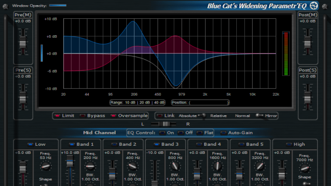 Blue Cat's Widening Parametr'EQ - WYSIWYG Mid-Side Parametric Equalizer Plug-in (VST, AU, RTAS, DX) Blue Cat's Widening Parametr'EQ - WYSIWYG Mid-Side Parametric Equalizer Plug-in (VST, AU, RTAS, DX)