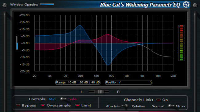 Blue Cat's Widening Parametr'EQ - WYSIWYG Mid-Side Parametric Equalizer Plug-in (VST, AU, RTAS, DX)